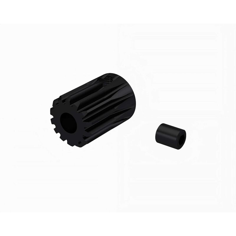 ARRMA 0.5 MOD Pinion Gear with 3.2mm bore, metal gear for RC cars, shown in close-up with gear teeth visible.
