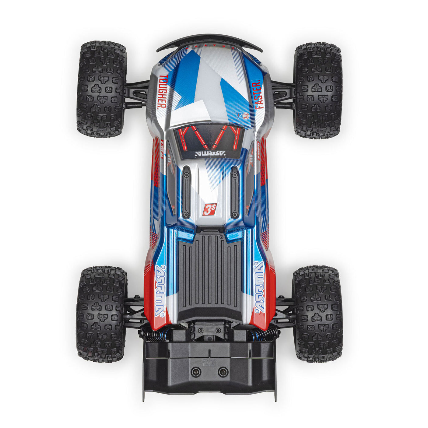 ARRMA 1/16 Mini Kraton 3S RC car with charger and battery, featuring rugged off-road tires and detailed green and black body.