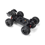 ARRMA 1/16 Mini Kraton 3S RC car in orange with detailed body and off-road tires, showcasing its compact, rugged design.