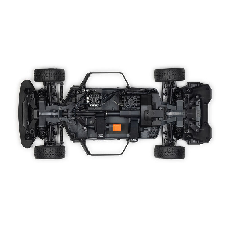 ARRMA 1/8 Infraction 223S RC car with sleek design and off-road tires, shown in a side view on a neutral background.