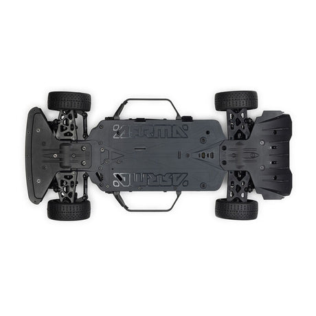 ARRMA 1/8 Infraction 223S RC car with sleek black body and detailed design, ready for high-speed off-road racing.