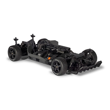 ARRMA 1/8 Infraction 223S RC car with sleek blue and black body, detailed aerodynamic design, and off-road tires.