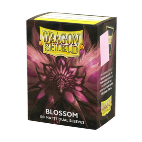 Dragon Shield Blossom dual matte standard card sleeves, featuring floral design and smooth matte finish for collectible card protection.