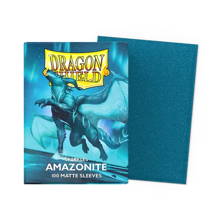 Dragon Shield Amazonite Standard Sleeves for trading cards, featuring vibrant blue-green design and durable protective material.