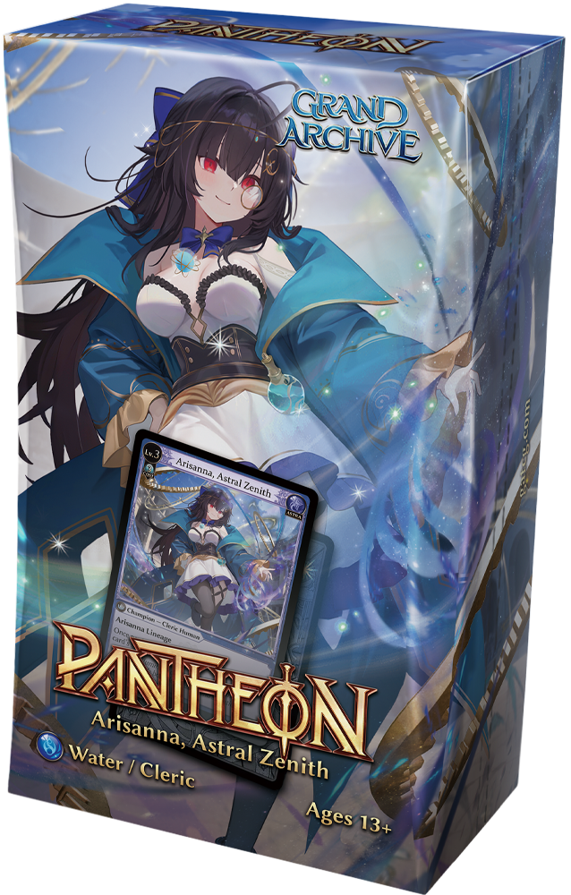 Arisanna from Grand Archive TCG: Radiant Origins Pantheon Decks by Weebs of the Shore, featuring colorful card artwork.