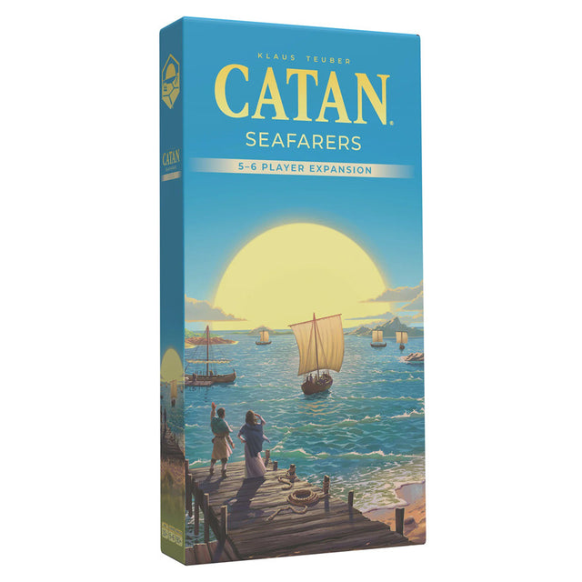 3D image of Catan Seafarers 5-6 Expansion 6th Edition box by Catan Studio, featuring colorful artwork and game components.