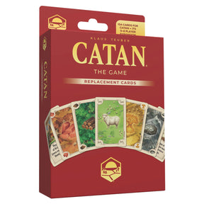Set of replacement cards for Catan 6th Edition by Catan Studio, featuring colorful game card designs and artwork.