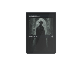 Heavy Play CURV Sleeves featuring Warlock Black design for collectible trading cards, showing the front of a card inside the sleeve.