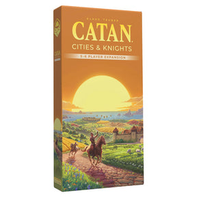 Catan Studios Cities & Knights 5-6 Player Expansion 6th Edition box with colorful artwork and game components for Catan board game.