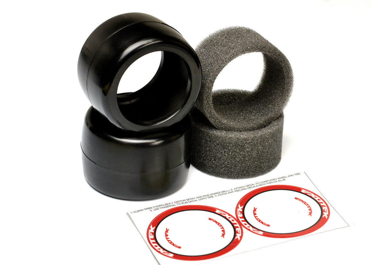 Exotek Racing: F1 1/10 Rear Rubber Tires 28X, Double Red-Super Soft