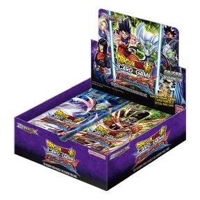Bandai Dragon Ball Super Perfect Combination Booster Box featuring vibrant Dragon Ball character artwork and booster packs.