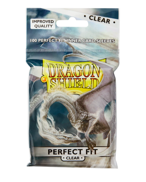 Dragon Shield clear top-loading perfect fit sleeves for trading cards, made of durable, high-quality card supplies.