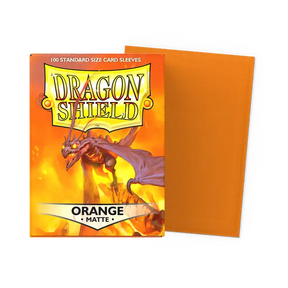Dragon Shield matte orange standard card sleeves, durable protective gaming sleeves for trading cards.