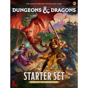 Dungeons and Dragons: Heroes of the Borderlands Starter Set box with artwork, featuring fantasy characters and game components.