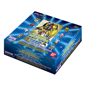 Bandai Digimon Card Game Classic Collection Booster Box with colorful booster packs and artwork from the Digimon TCG series.
