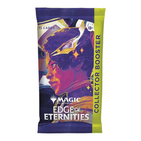 Edge of Eternities Collector Booster Pack from Magic: The Gathering by Wizards of the Coast, featuring fantasy-themed card artwork.