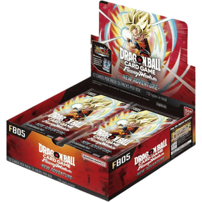 Bandai Dragon Ball Fusion World: New Adventure Booster Box (FB05) with colorful trading card packaging and artwork.