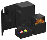 Black Ultimate Guard Flip'n'Tray 80+ Xenoskin card storage and organization tray with a textured Xenoskin finish.