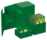 Green Ultimate Guard Flip'n'Tray 80+ Xenoskin card storage and organization tray, featuring a secure flip-top lid and durable design.