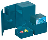 Ultimate Guard Flip'n'Tray 80+ Xenoskin card storage tray in petrol color, designed for organized card game collection storage.