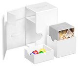 Ultimate Guard Flip'n'Tray 80+ Xenoskin card storage tray in white with durable Xenoskin surface and adjustable dividers.