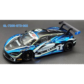 GL Racing 1/28 scale McLaren 720S GT3 body for Gulf12Hours, detailed 102mm model with racing design and vibrant livery.
