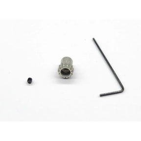 GL Racing GL-GTR aluminium 64P 14T pinion gear, silver alloy with precise teeth for RC car performance.