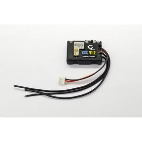 GL Racing GLF-1 ESC V1.2 electronic speed controller for RC cars, shown with wiring and connection ports.