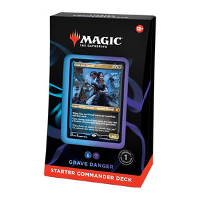 MTG Starter Commander Decks by Wizards of the Coast, featuring Grave Danger card with artwork of a dark, ominous scene.