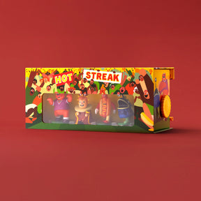 CMYK Hot Streak product image showing vibrant, colorful design with bold red and orange flames on a black background.