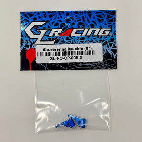 GL Racing aluminum Formula One steering knuckle with 0° angle, designed for high-performance racing and precise steering control