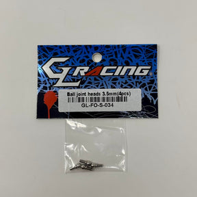 Set of four GL Racing GL Formula One 3.5mm ball joint heads, used for RC car suspension and steering components.