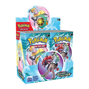 Pokemon Journey Together Booster Box featuring multiple booster packs with colorful Pokémon-themed artwork.