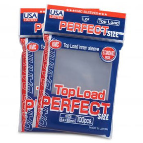 KMC USA Pack Clear Perfect Fit Sleeves for cards, 100-count, made of transparent plastic, designed for card protection and storage.
