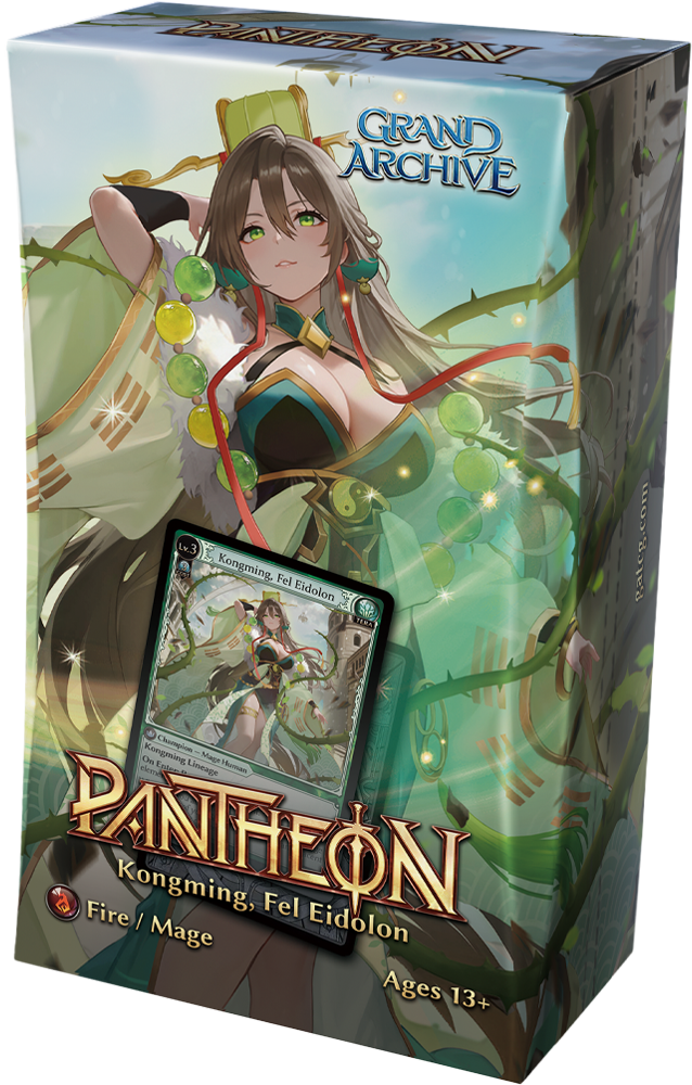 Kongming Fel Eidolon Pantheon Deck from Weebs of the Shore's Grand Archive TCG: Radiant Origins collection, featuring colorful card artwork.