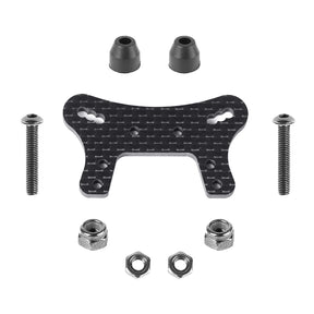 LC Racing L5029 carbon fiber front shock tower for BHC-1 RC car, showing lightweight, durable construction with mounting points.