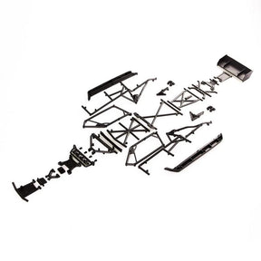 LC Racing L6062 DT Roll Cage Set, black plastic and metal components, designed for durable remote control car chassis.