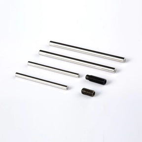 LC Racing L6119 hinge pins and set screws set shown in a close-up image with metal components and packaging.