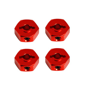LC Racing L6143 12mm aluminum wheel hub hex set with four 5mm hexes, shown in a close-up image.