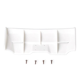 White LC Racing L6162 composite wing for RC cars, shown in the image with aerodynamic design and detailed surface texture.