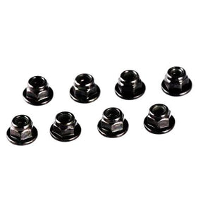 Set of 8 LC Racing L6208 M3 wheel nuts, metallic finish, shown on a white background for RC car wheel attachment.