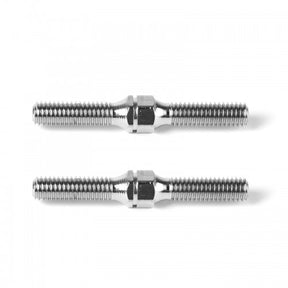 Pair of LC Racing steel turnbuckles M3x25mm for RC car suspension adjustments, shown in the image.