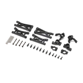 Losi Micro-B/T arms and hubs set with black plastic components for remote control truck vehicles.