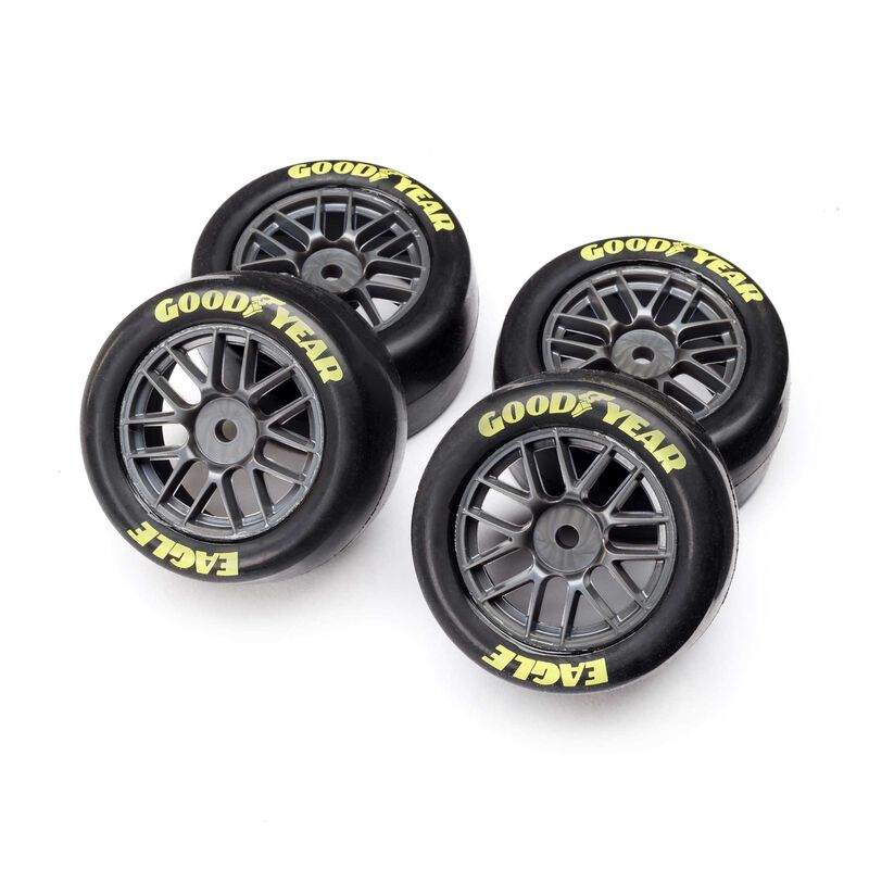 Proline Goodyear Eagle mounted soft tires for Losi RC cars, showing detailed tread pattern and rubber construction.