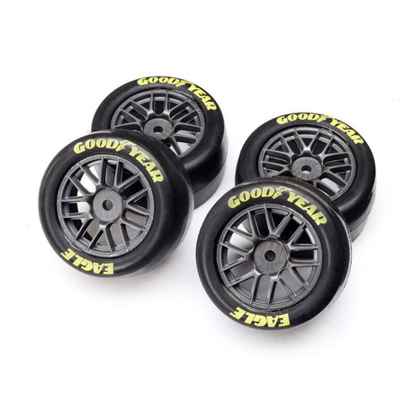 Proline Goodyear Eagle mounted soft tires for Losi RC cars, showing detailed tread pattern and rubber construction.