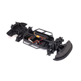 Losi 1/12 scale asphalt late model RC race car with 2s AWD drive, detailed body and racing tires on a track.
