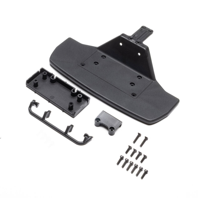 Losi diffuser set for GROM asphalt late model race car, showcasing aerodynamic components and sleek design.