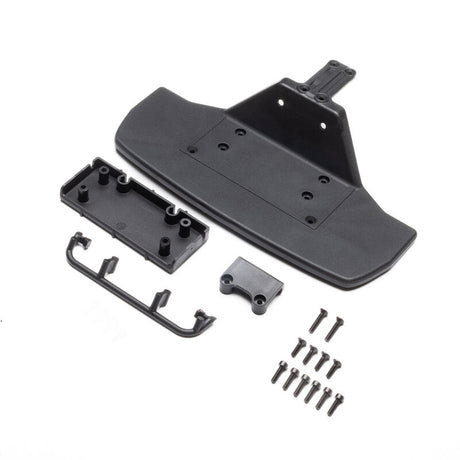 Losi diffuser set for GROM asphalt late model race car, showcasing aerodynamic components and sleek design.