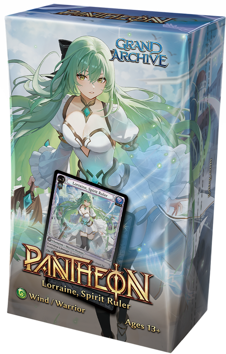 Lorraine Spirit Ruler Pantheon deck from Grand Archive TCG: Radiant Origins, featuring vibrant card artwork and colorful designs.