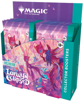 Lorwyn Eclipsed Collector Booster Box for Magic: The Gathering by Wizards of the Coast, featuring colorful artwork and booster pack design.